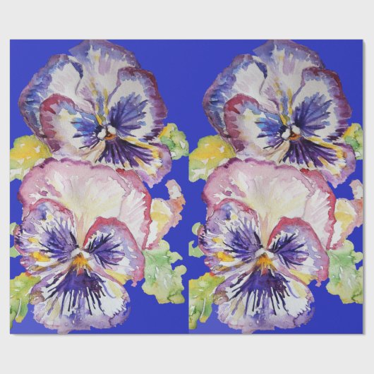 Pansy Lila Spring Blumen Blumenbeete Wasserfarbe Geschenkpapier (Flach)