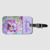 Pansy Lila Watercolor Hübsche Blume Gepäckanhänger (Vorderseite (Horizontal))