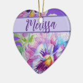 Pansy Lila Watercolor Hübsche Blume Keramik Ornament (Links)