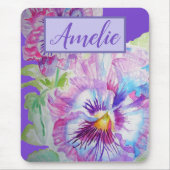 Pansy Lila Watercolor Hübsche Blume Mousepad (Vorne)