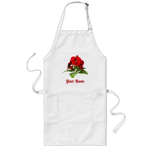 Pansy Lover Floral Personalisiert Custom Lange Schürze (Vorne)