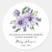 Pansy Memorial Beerdigung Seed Packet Runder Aufkleber (Vorderseite)