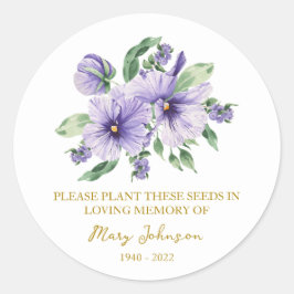 Pansy Memorial Funeral Seed Packet Runder Aufkleber