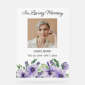 Pansy Memorial Photo Funeral Acrylic Sign Acrylschild (Vorderseite)