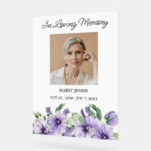 Pansy Memorial Photo Funeral Acrylic Sign Acrylschild (Winkel)