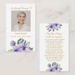 Pansy Memorial Photo Funeral Prayer Card Visitenkarte