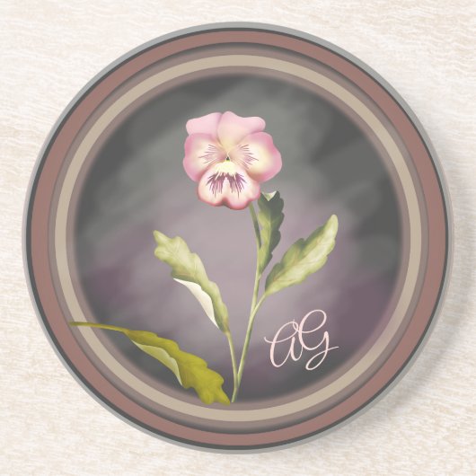 Pansy mit Initialen bemalt Getränkeuntersetzer (Vorne)
