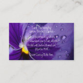 Pansy mit Wasser-Tröpfchen Visitenkarte (Rückseite)