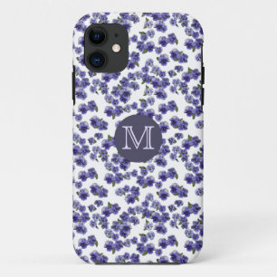 Pansy-Monogramm iPhone Fall 11 Hülle