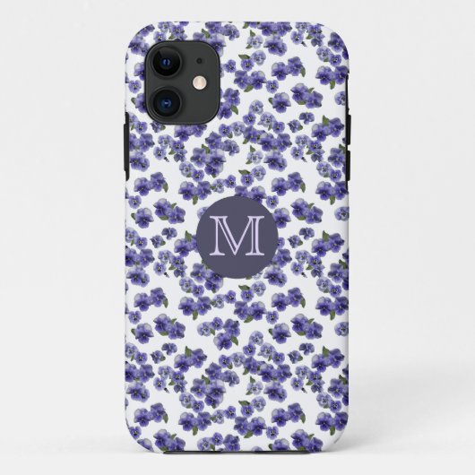 Pansy-Monogramm iPhone Fall Case-Mate iPhone Hülle (Rückseite)