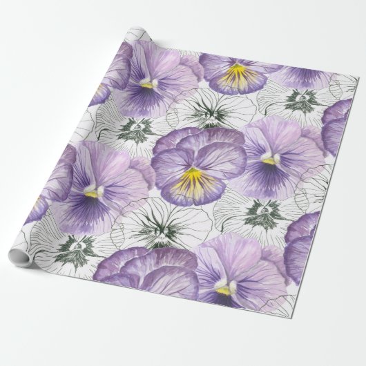 Pansy-Muster Geschenkpapier (Ungerollt)