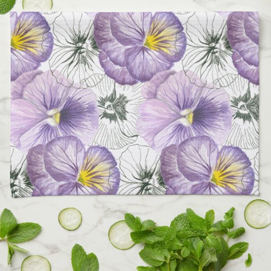 Pansy-Muster Küchentuch (Gefaltet)