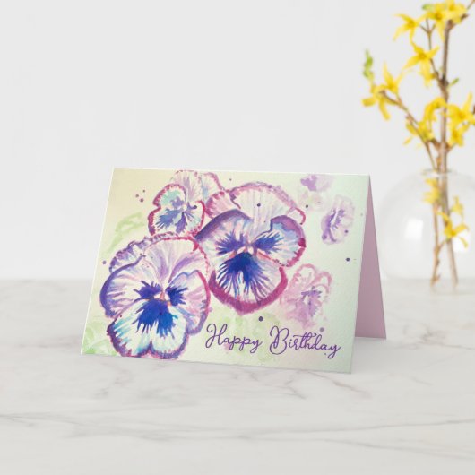 Pansy Panies Purple Flowers Karte (Gelbe Blume)