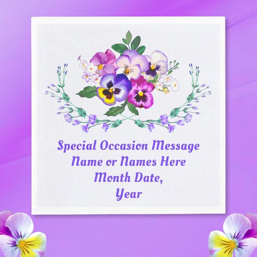 Pansy Paper Napkins, PERSONALISIERT für jeden Anla Serviette