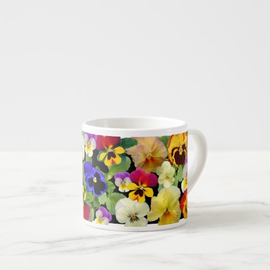 Pansy Patchwork Zwei-Tone-Kaffee-Tasse Espressotasse (Vorderseite Rechts)