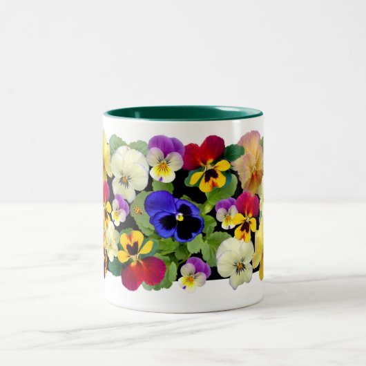 Pansy Patchwork Zwei-Tone-Kaffee-Tasse Zweifarbige Tasse (Mittel)
