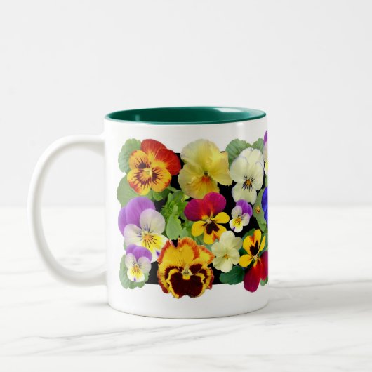 Pansy Patchwork Zwei-Tone-Kaffee-Tasse Zweifarbige Tasse (Links)