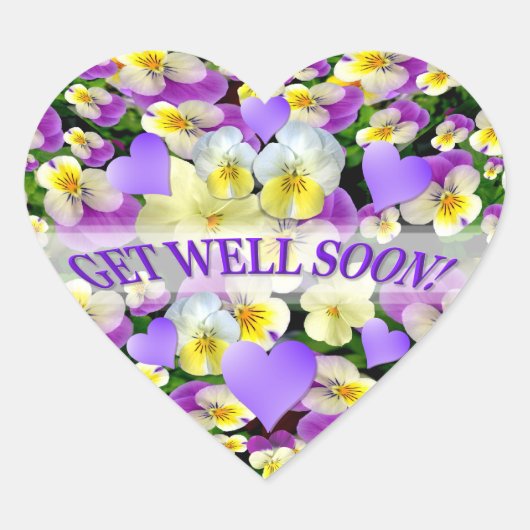 Pansy Perfect Get Well wünscht Herz-Aufkleber (Vorderseite)