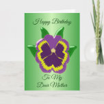 Pansy Personalisiert Mother Birthday Karte<br><div class="desc">Grußkarten-Pansy Design Mutter Geburtstagskarte. Passen Sie diese Geburtstagskarte mit jedem beliebigen Text an und lassen Sie sie dann ausdrucken und an Sie senden oder laden Sie sie sofort auf Ihr Mobiltelefon herunter. Wenn Sie Hilfe bei der Anpassung benötigen, kontaktieren Sie uns über den Link auf dieser Seite. Blumendesign personalisiert Muttertagskarte,...</div>