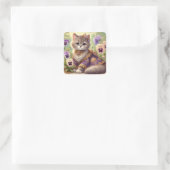 Pansy Princess Cat Quadratischer Aufkleber (Tasche)