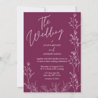 Pansy Purple floral wedding Invitation Einladung
