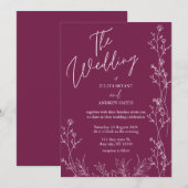 Pansy Purple floral wedding Invitation Einladung (Vorne/Hinten)