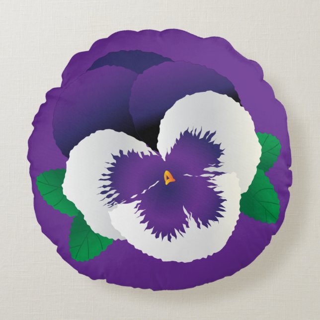 Pansy Round Pillow Rundes Kissen (Vorderseite)