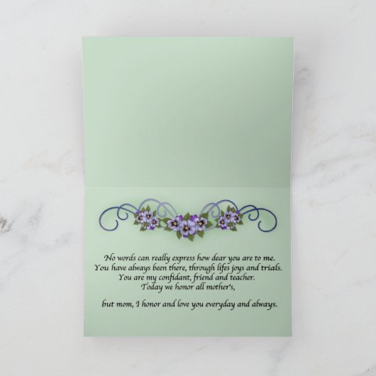 Pansy Scrolls Muttertag Karte (Innenseite)