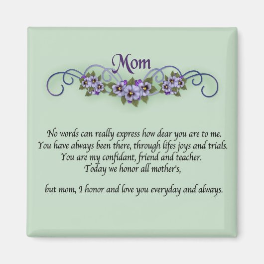 Pansy Scrolls Muttertag Magnet (Vorne)
