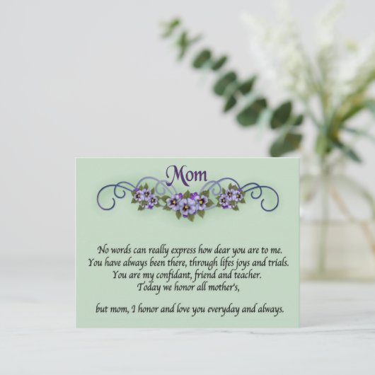 Pansy Scrolls Postcard Postkarte (Stehend Vorderseite)