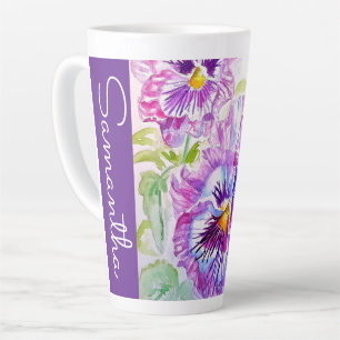 Pansy Stiefmütterchen Blume Floral Watercolor Frau Milchtasse