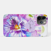 Pansy Stiefmütterchen Blume Wasserfarben Lila Kuns Case-Mate iPhone Hülle (Rückseite (Horizontal))