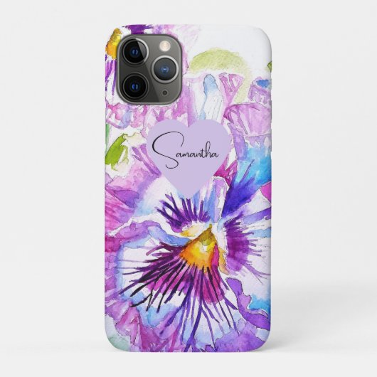 Pansy Stiefmütterchen Blume Wasserfarben Lila Kuns Case-Mate iPhone Hülle (Rückseite)