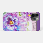 Pansy Stiefmütterchen Blume Wasserfarben Lila Kuns Case-Mate iPhone Hülle (Rückseite (Horizontal))