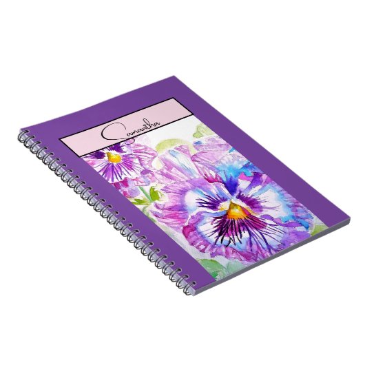 Pansy Stiefmütterchen Blume Wasserfarben Lila Kuns Notizblock (Rechte Seite)