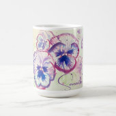 Pansy Stiefmütterchen Lila Aquarell Blume Blumenro Kaffeetasse (Mittel)