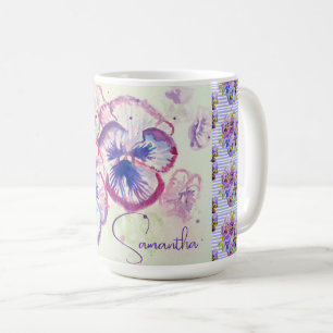 Pansy Stiefmütterchen Lila Aquarell Blume Blumenro Kaffeetasse