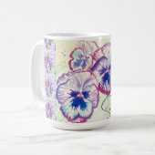 Pansy Stiefmütterchen Lila Aquarell Blume Blumenro Kaffeetasse (Vorderseite Links)
