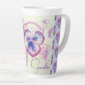 Pansy Stiefmütterchen Lila Aquarell Blume Blumenro Milchtasse (Rechte Ecke)