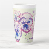 Pansy Stiefmütterchen Lila Aquarell Blume Blumenro Milchtasse (Vorderseite)