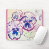 Pansy Stiefmütterchen Lila Aquarell Blume Blumenro Mousepad (Mit Mouse)