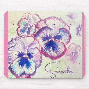 Pansy Stiefmütterchen Lila Aquarell Blume Blumenro Mousepad