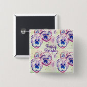 Pansy Stiefmütterchen Lila Blume Blumenrosa Button (Vorne & Hinten)