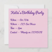 Pansy Stiefmütterchen Lila Blume Blumenrosa Einladung (Rückseite)