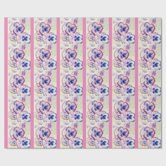 Pansy Stiefmütterchen Lila Blume Blumenrosa Geschenkpapier (Flach)