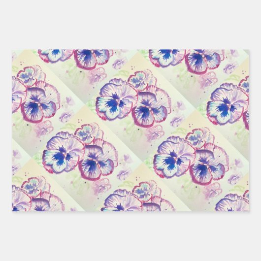 Pansy Stiefmütterchen Lila Blume Blumenrosa Geschenkpapier Set (Vorderseite 2)