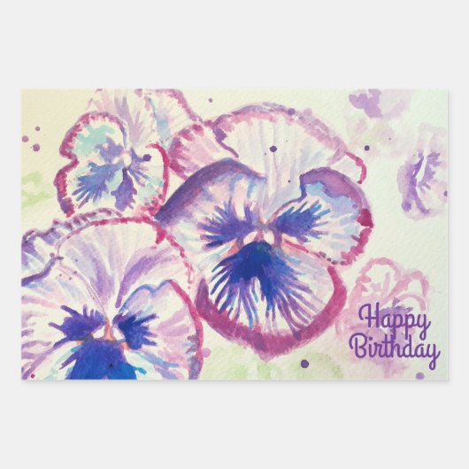 Pansy Stiefmütterchen Lila Blume Blumenrosa Geschenkpapier Set (Vorderseite)