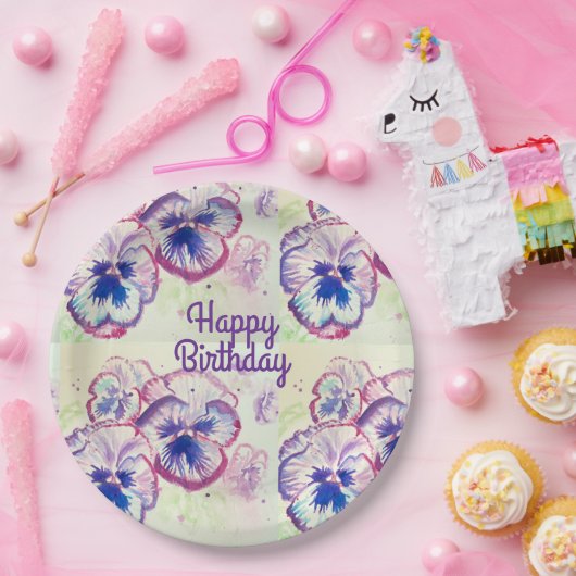 Pansy Stiefmütterchen Lila Blume Blumenrosa Pappteller (Party)