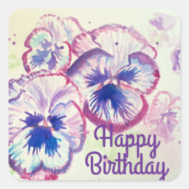 Pansy Stiefmütterchen Lila Blume Blumenrosa Quadratischer Aufkleber