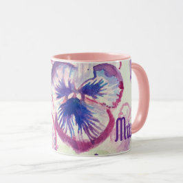 Pansy Stiefmütterchen Lila Blume Floral Pink Mütte Tasse